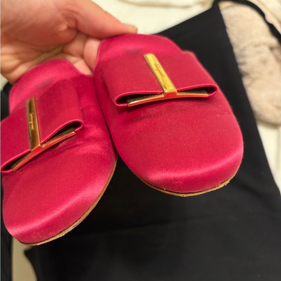 Salvatore Ferragamo Red Mules with Gold Accent - Picture 5 of 6